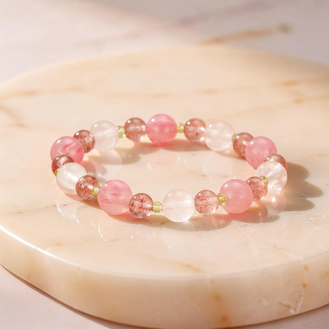 ATELIER-TIBET – Bracelet Rhodonite et Pierres naturelles – Fleurs de Printemps