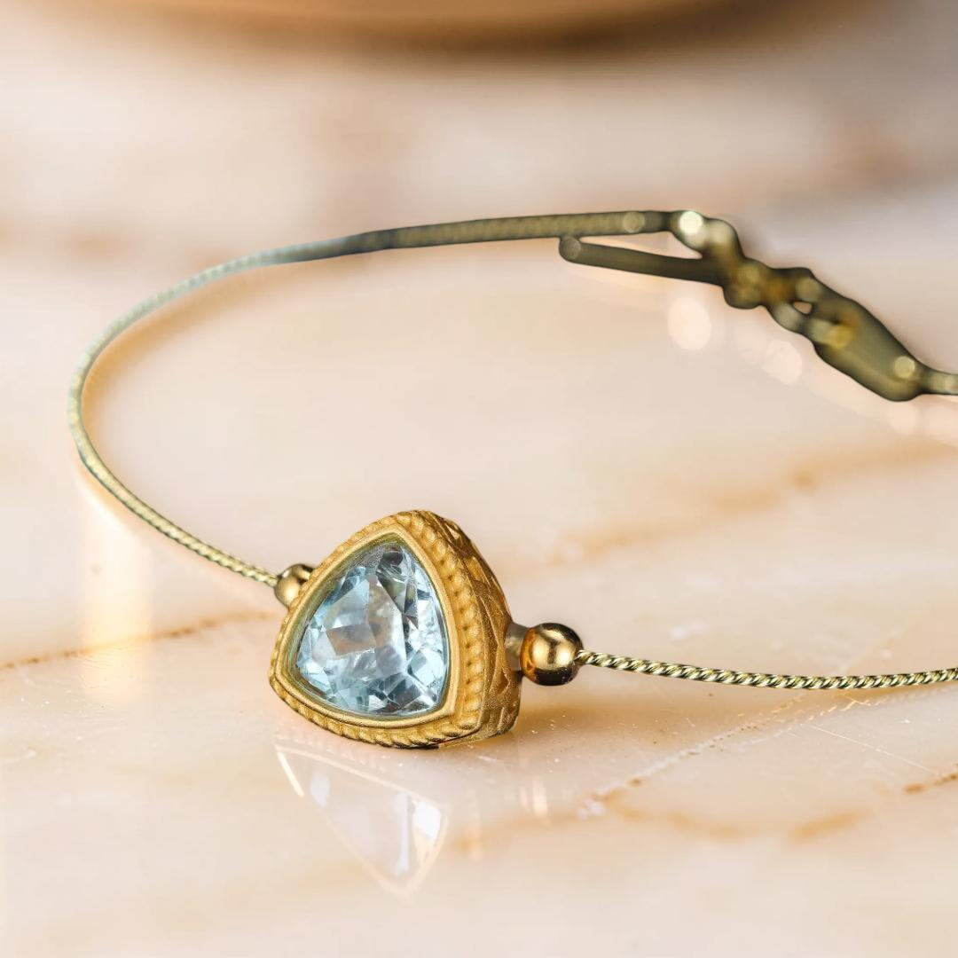 ATELIER-TIBET – Bracelet Topaze – Trilogie Céleste, Argent Plaqué Or