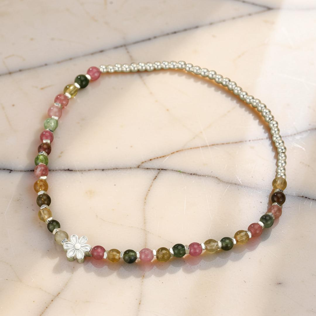 ATELIER-TIBET – Bracelet Tourmaline – Cerise de Printemps, Argent 925