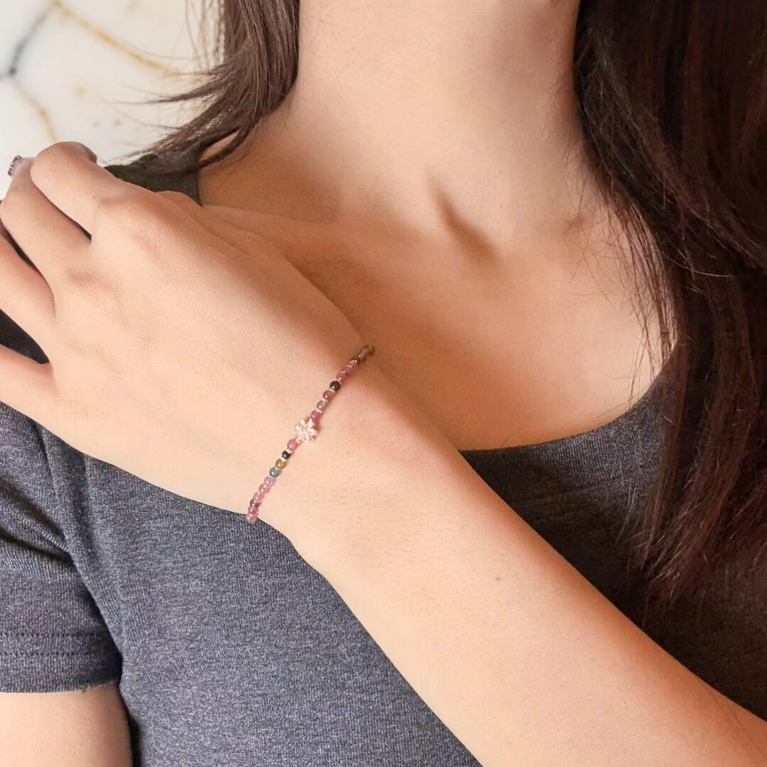 ATELIER-TIBET – Bracelet Tourmaline – Cerise de Printemps, Argent 925
