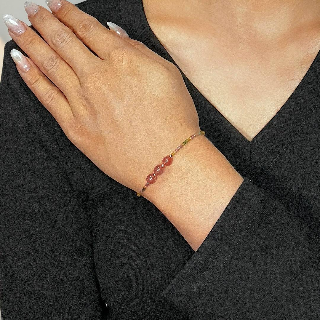 ATELIER-TIBET – Bracelet Tourmaline et Quartz Fraise – Délicate Énergie