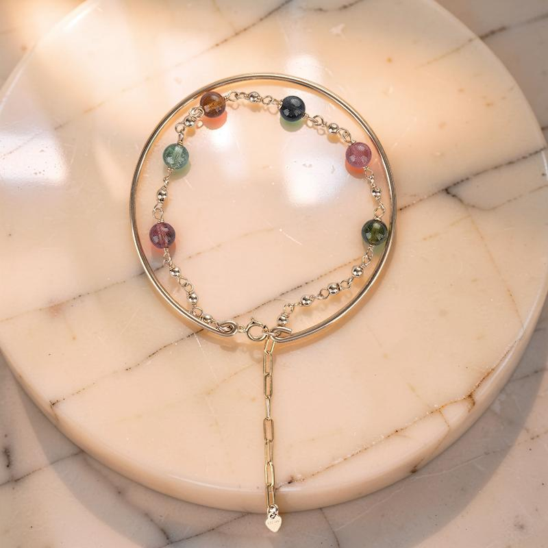 ATELIER-TIBET – Bracelet Tourmaline – Harmonie Cosmique, Plaqué Or 14k