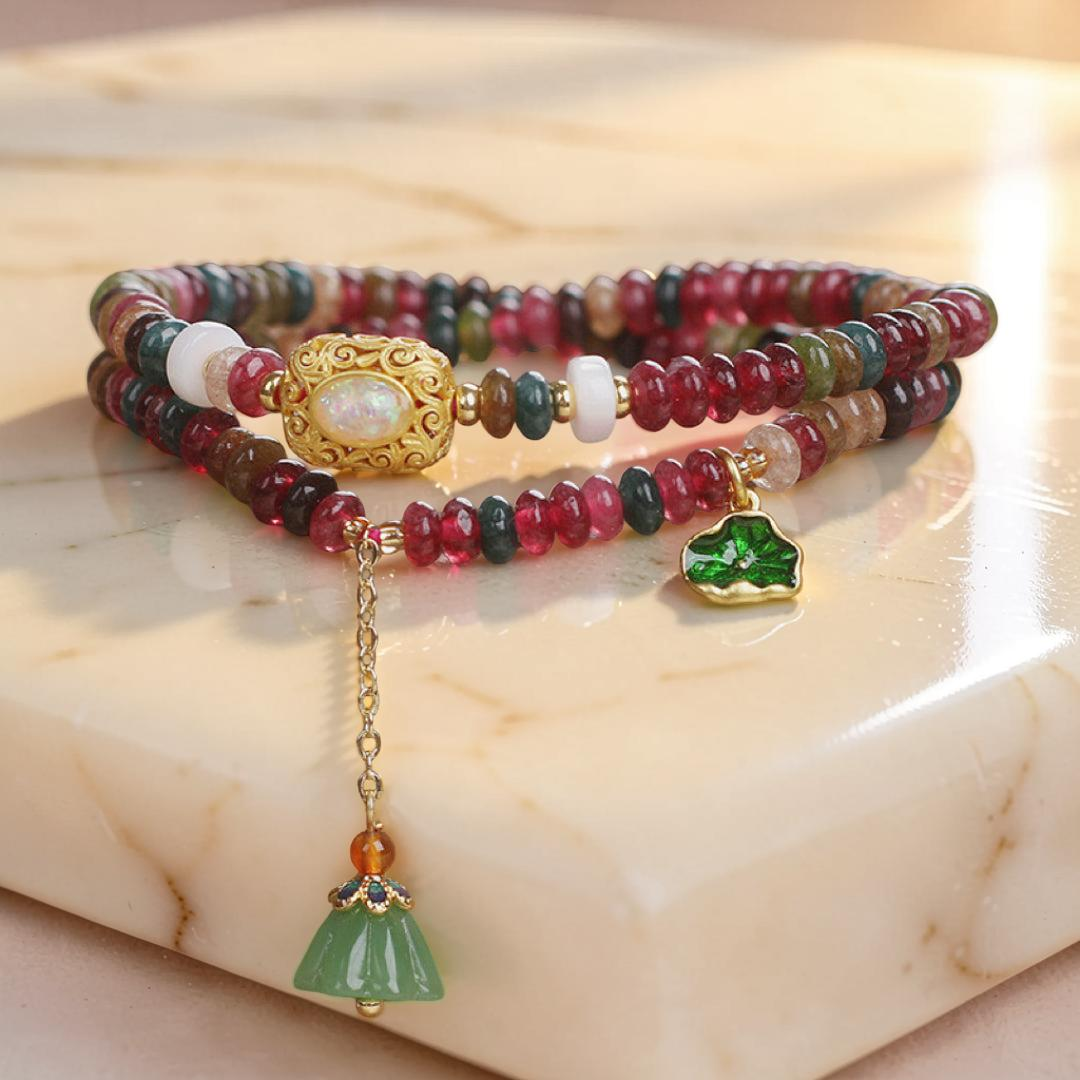 ATELIER-TIBET – Bracelet Tourmaline Lotus – Éveil Spirituel