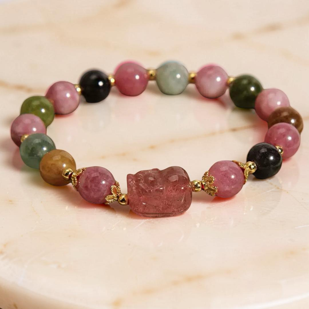 ATELIER-TIBET – Bracelet Tourmaline Pixiu – Gardien de Fortune