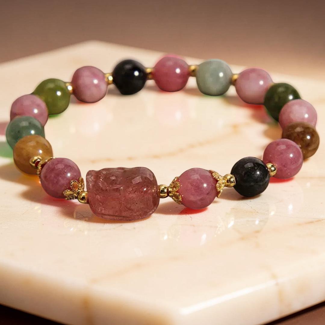 ATELIER-TIBET – Bracelet Tourmaline Pixiu – Gardien de Fortune