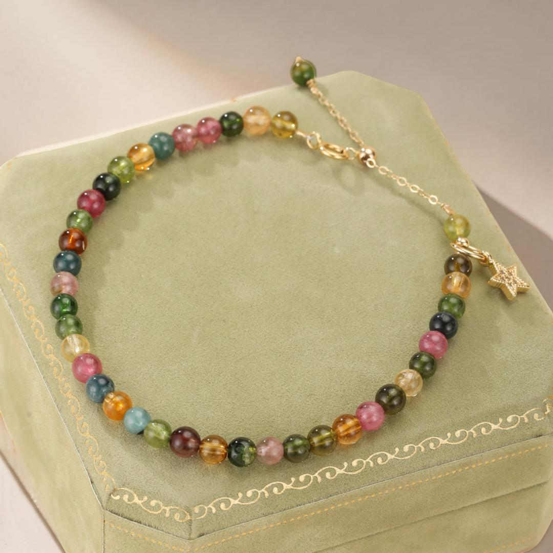 ATELIER-TIBET – Bracelet Tourmaline – Rêve d'Aurore, Plaqué Or 14k