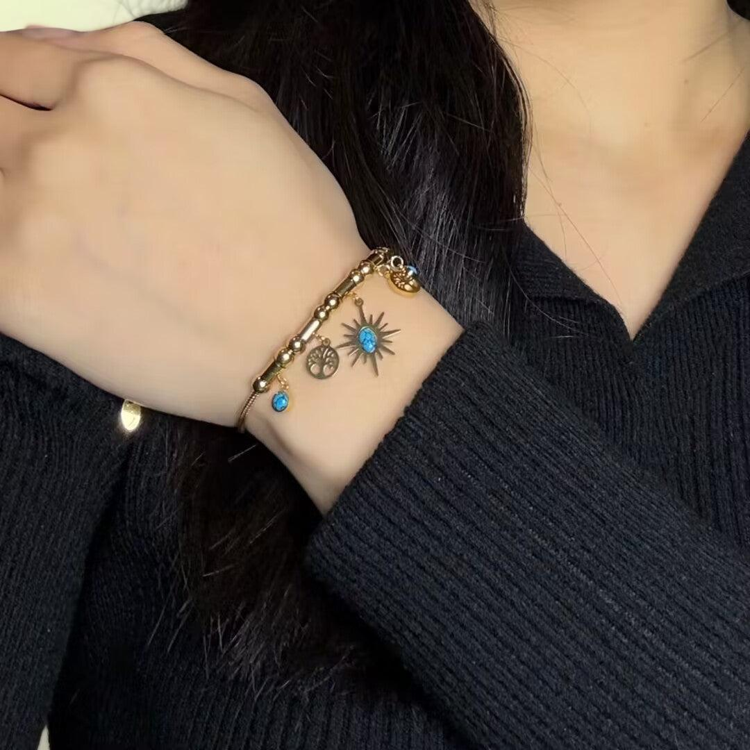ATELIER-TIBET – Bracelet Turquoise Arbre de Vie – Aura Dorée