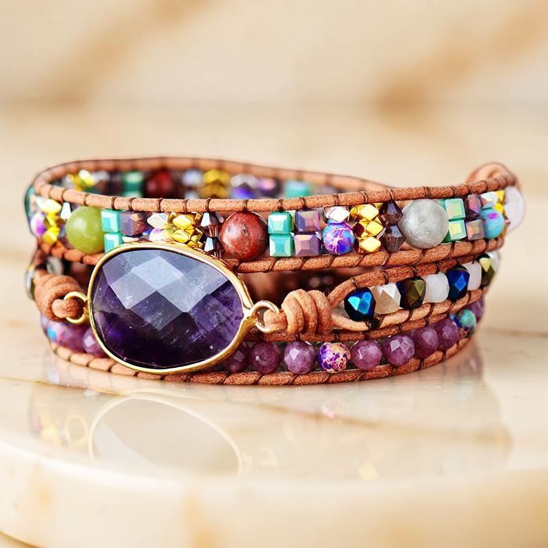ATELIER-TIBET – Bracelet Wrap Améthyste – Paix Intérieure