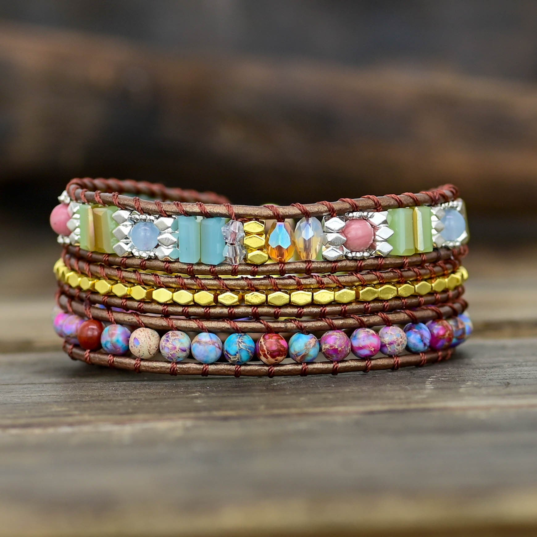 ATELIER-TIBET – Bracelet Wrap Jaspe Africain - Boho