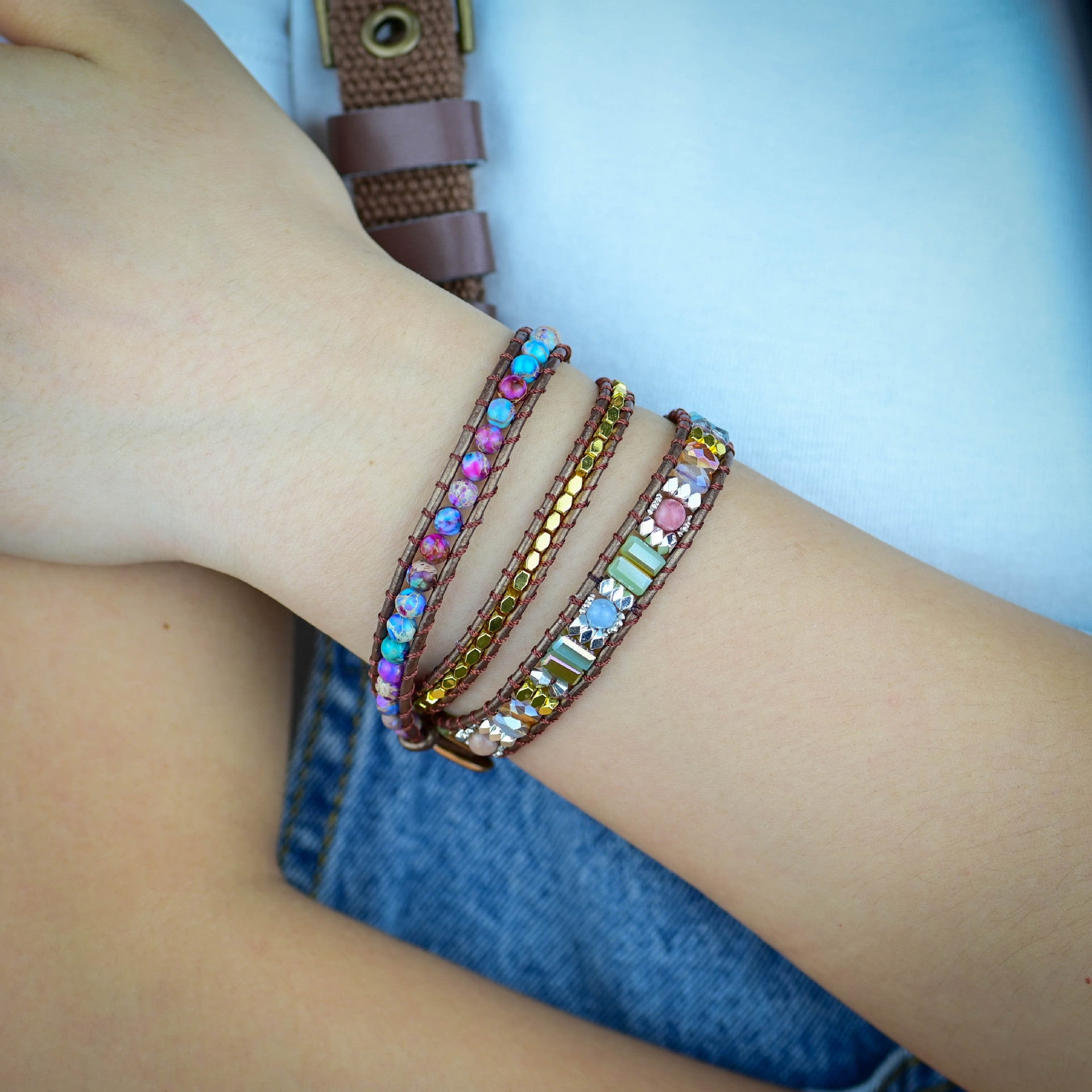 ATELIER-TIBET – Bracelet Wrap Jaspe Africain - Boho