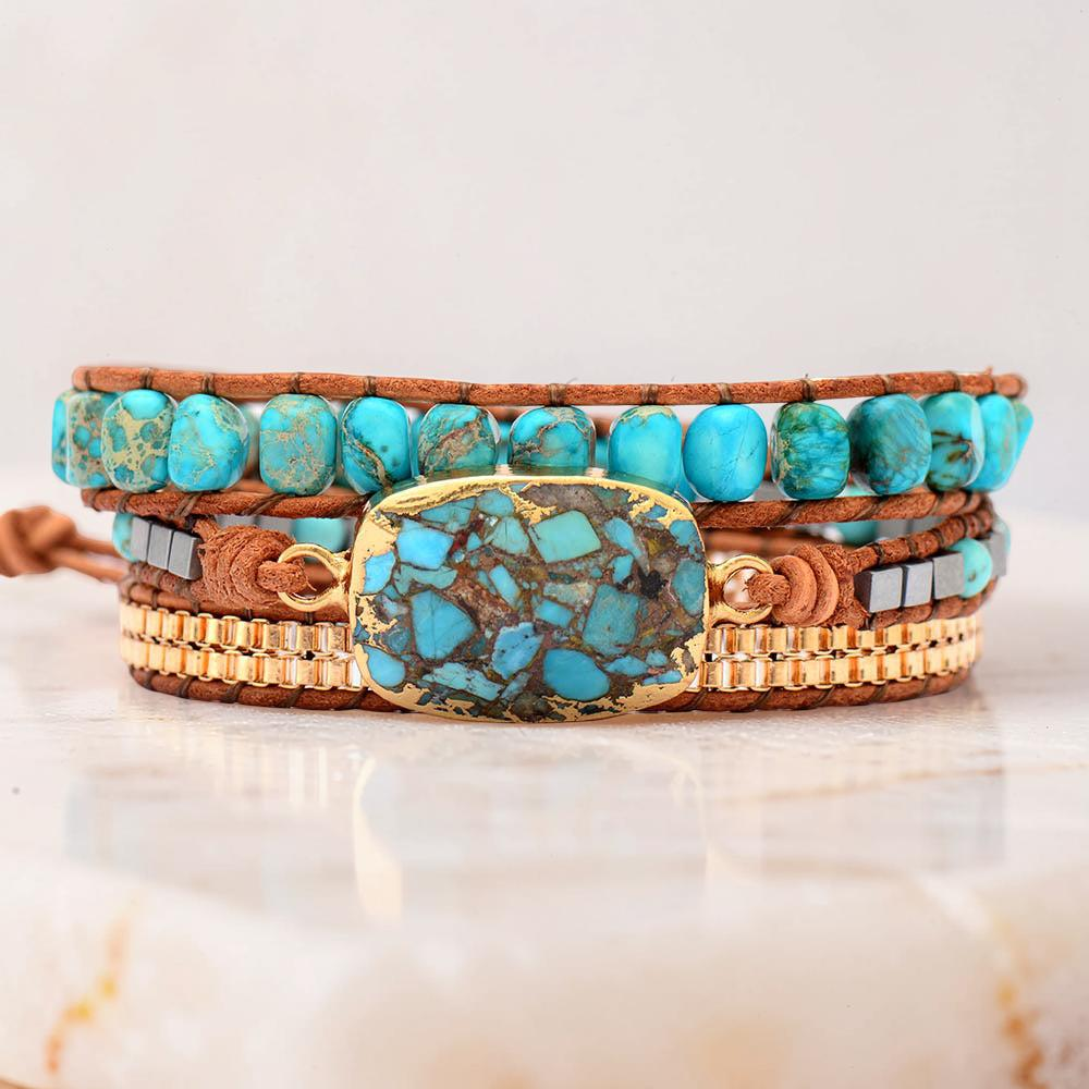 ATELIER-TIBET – Bracelet Wrap en Turquoise – Toucher de Guérisseur