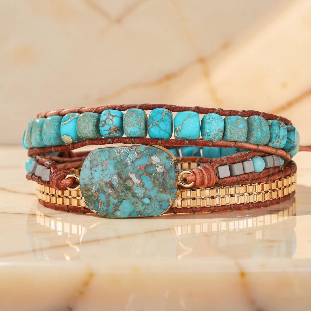 ATELIER-TIBET – Bracelet Wrap en Turquoise – Toucher de Guérisseur