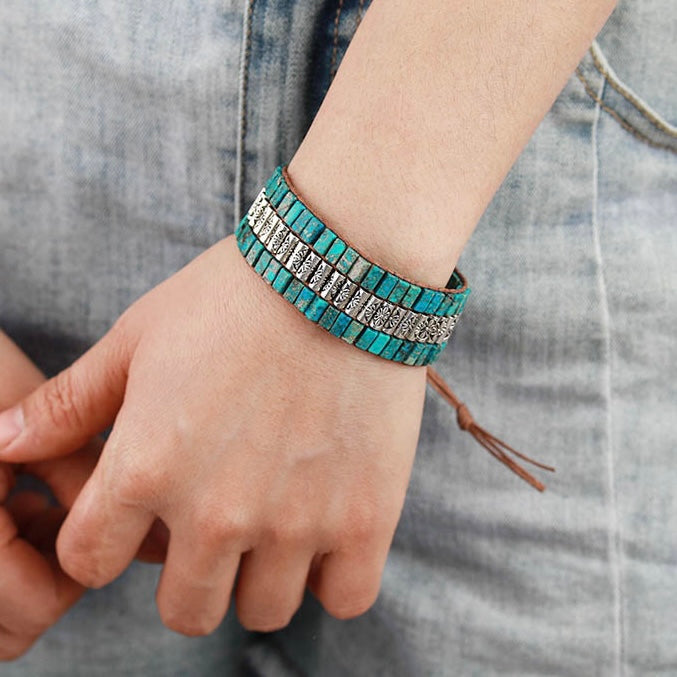 ATELIER-TIBET – Bracelet Wrap Turquoise – Empreinte Ethnique