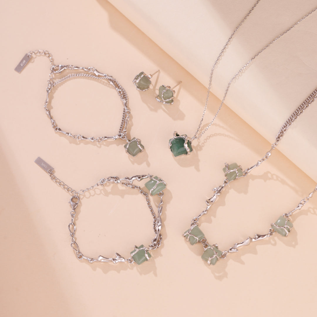 ATELIER-TIBET – Bracelet Aventurine – Fleur de Sérénité, Argent