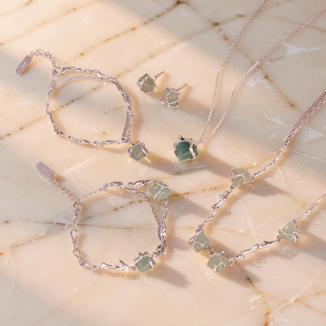 ATELIER-TIBET – Bracelet Aventurine – Fleur de Sérénité, Argent