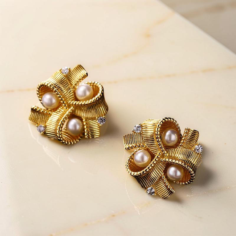 ATELIER-TIBET – Collier et Boucles d’Oreilles Perle – Versailles, Plaqué Or 18K