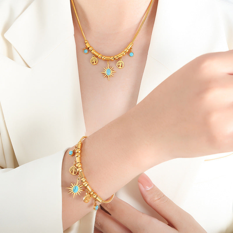 ATELIER-TIBET – Bracelet Turquoise Arbre de Vie – Aura Dorée