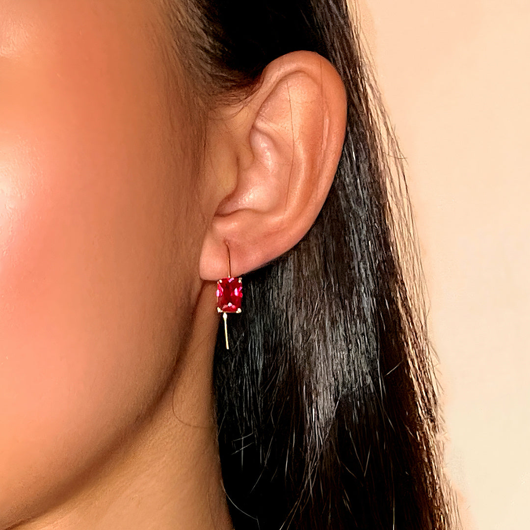 ATELIER-TIBET – Boucles d’Oreilles Cornaline – Élégance Pourpre, Argent Plaqué Or