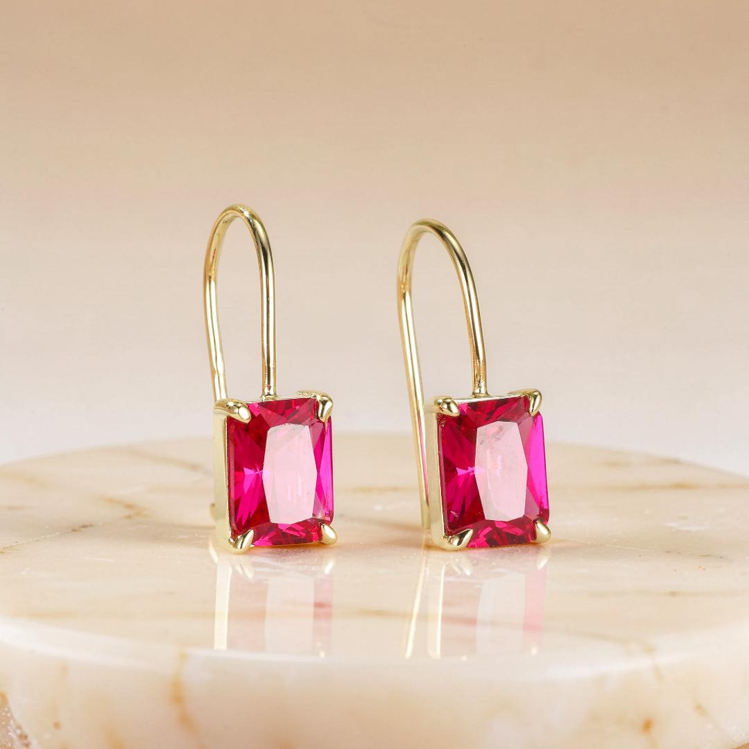 ATELIER-TIBET – Boucles d’Oreilles Cornaline – Élégance Pourpre, Argent Plaqué Or