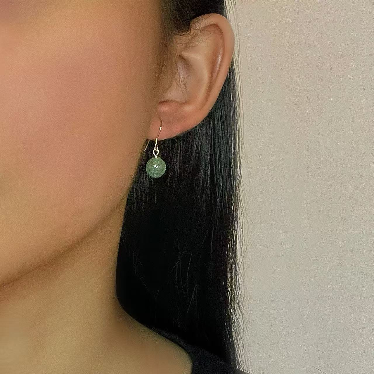 ATELIER-TIBET – Boucles d’oreilles Aventurine – Éclat Doux, Argent