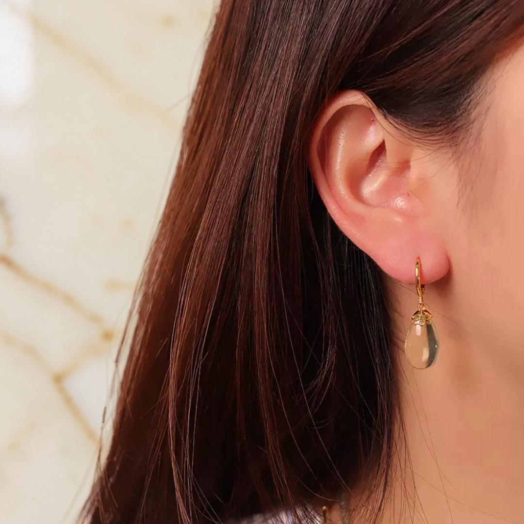 ATELIER-TIBET – Boucles d’oreilles Citrine – Goutte de Soleil, Argent Plaqué Or