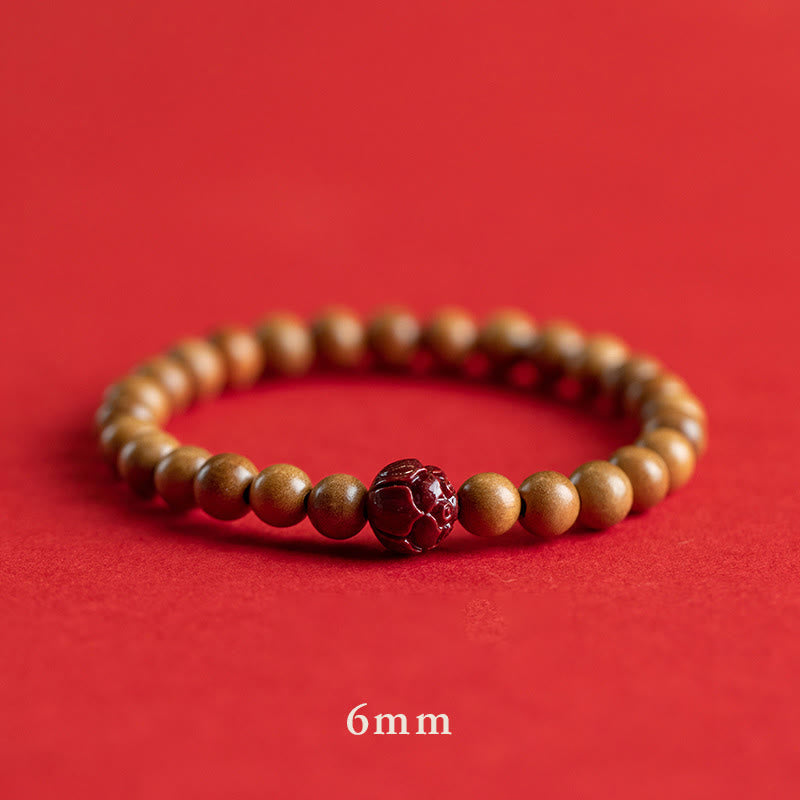 ATELIER-TIBET Bracelet Lotus Bois de Pêcher & Cinabre – Protection & Harmonie