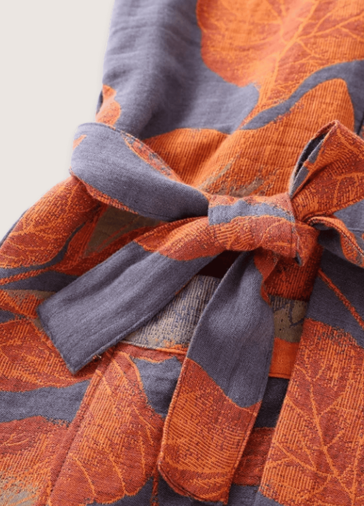 Peignoir kimono mixte coton floral bleu – Automne Bloom