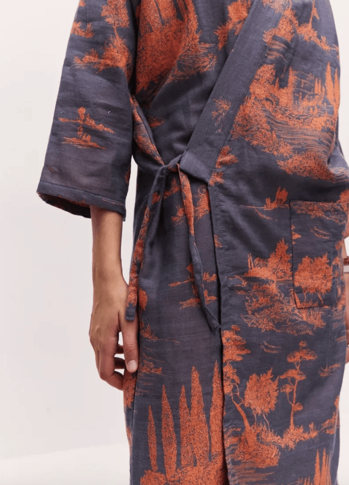 Peignoir kimono femme coton bleu – Kaido
