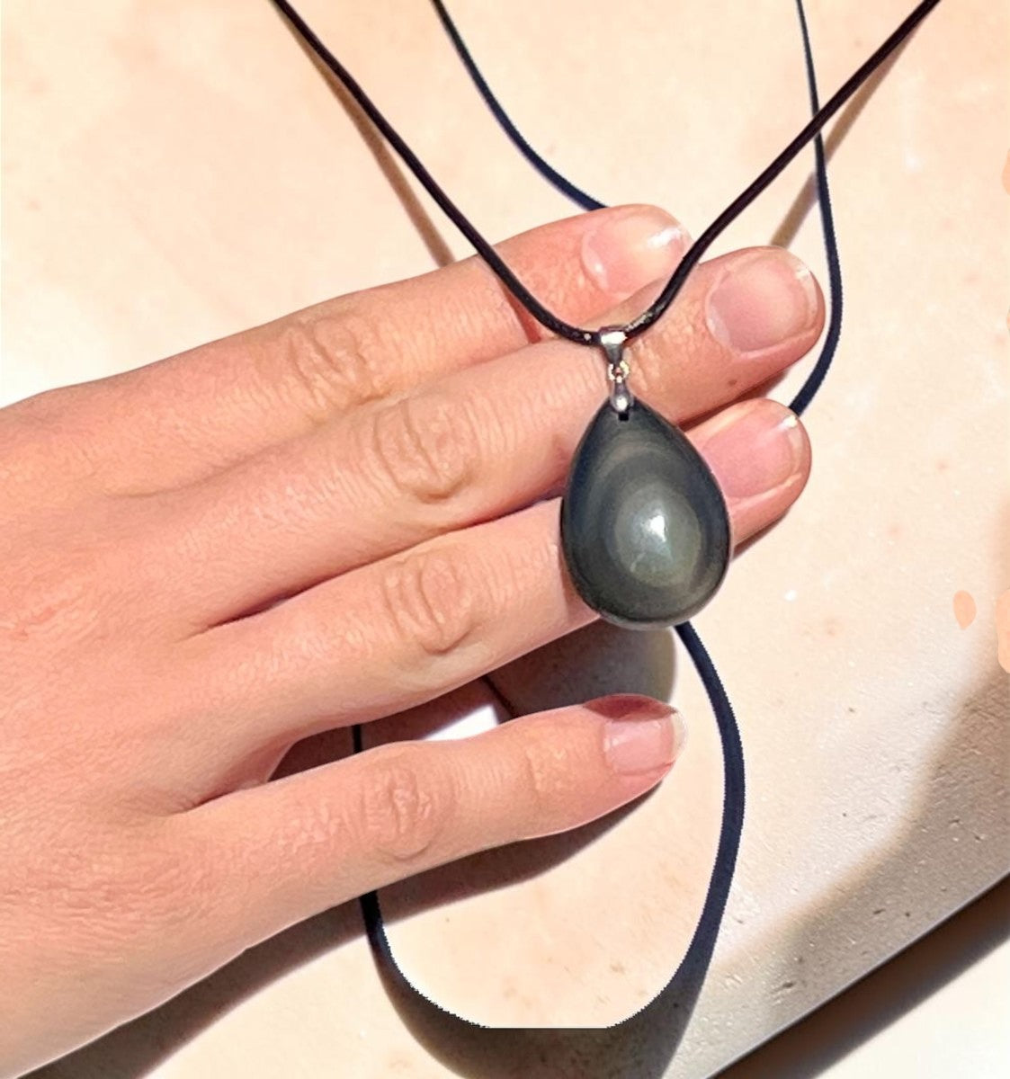 ATELIER-TIBET – Pendentif en Obsidienne Oeil Céleste