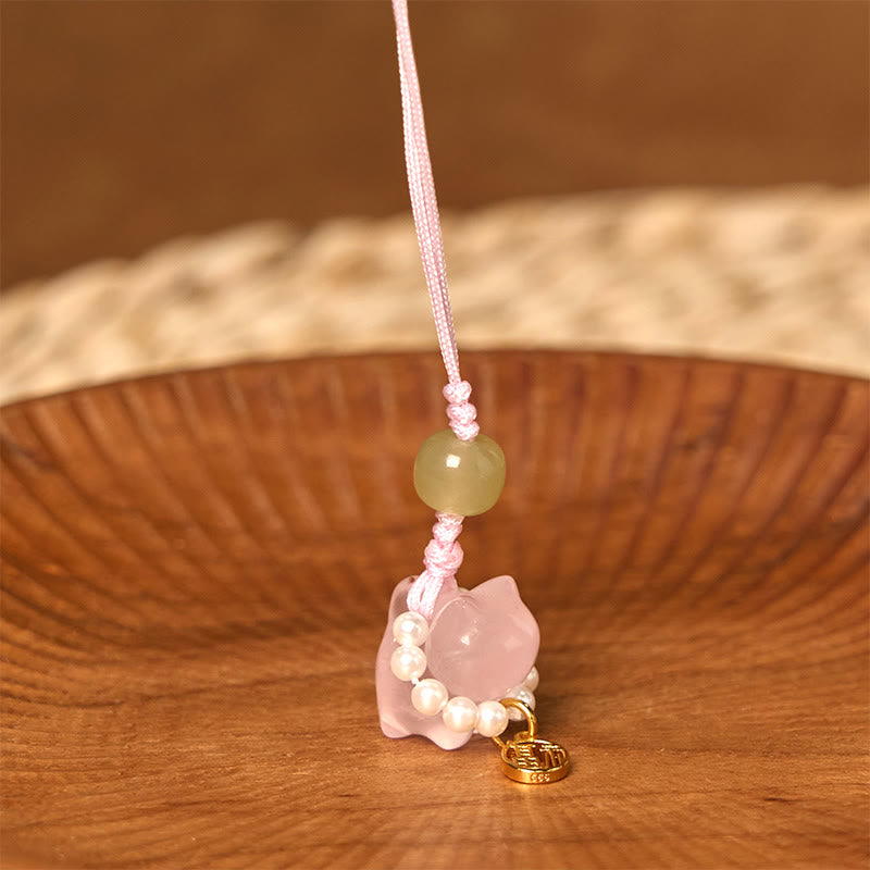 ATELIER-TIBET – Suspension Décorative Cristaux Naturels et Symbole Fu