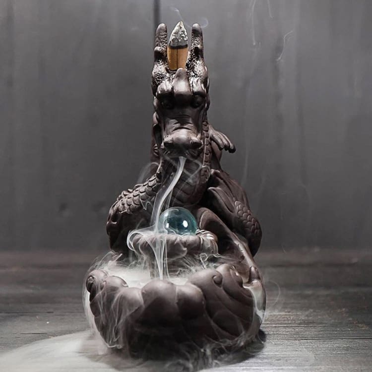 ATELIER-TIBET Porte-Encens “Dragon Sacré” – Support Décoratif en Résine pour Encens Bâton & Cône