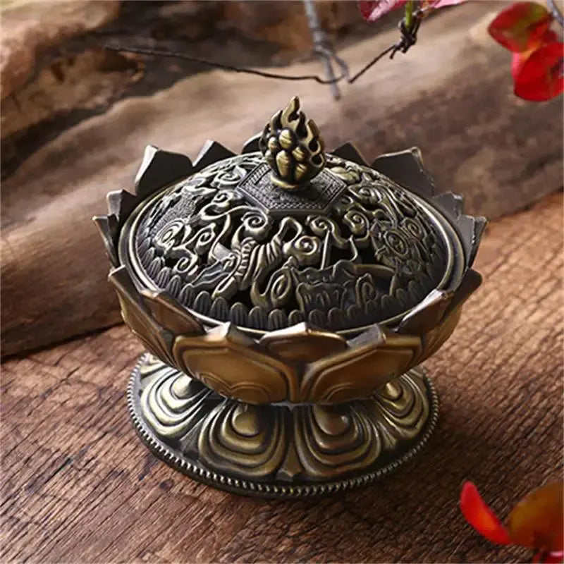 ATELIER-TIBET – Porte-Encens Lotus en Laiton, Sérénité & Élégance
