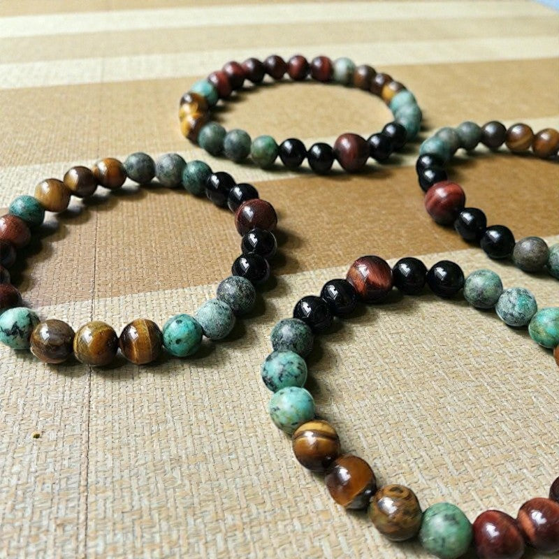 ATELIER-TIBET – Bracelet Énergies Protectrices en Oeil de Tigre, Oeil de Taureau & Turquoise Africaine