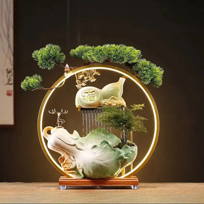 ATELIER-TIBET – Grâce Dorée · Fontaine d’Encens LED au Cerf