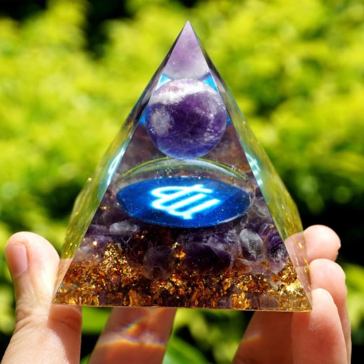 ATELIER-TIBET Pyramide du Zodiac en Orgonite et Citrine de 10cm symbole de la Vierge