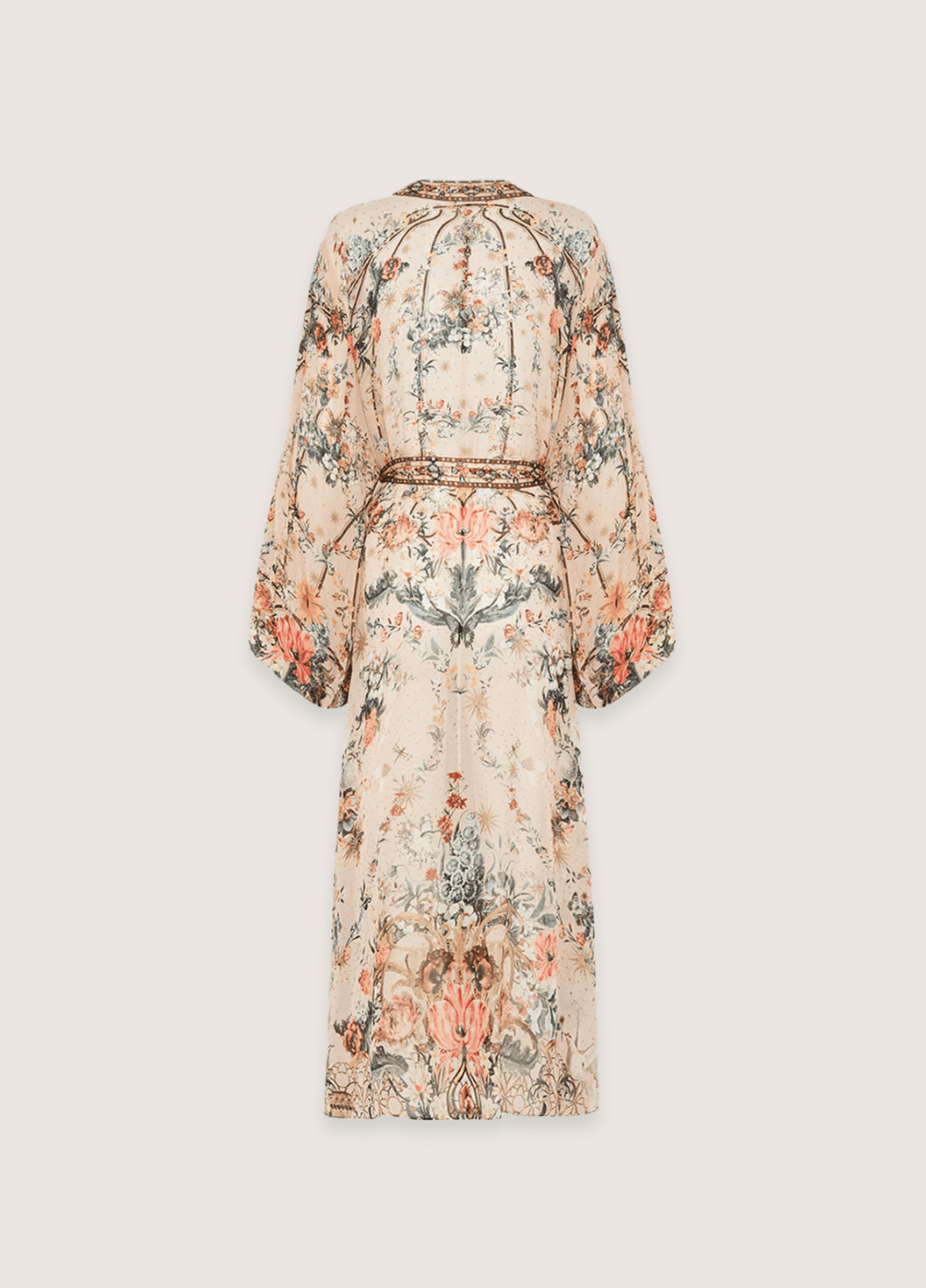 Kimono long femme soie floral crème – Shinju