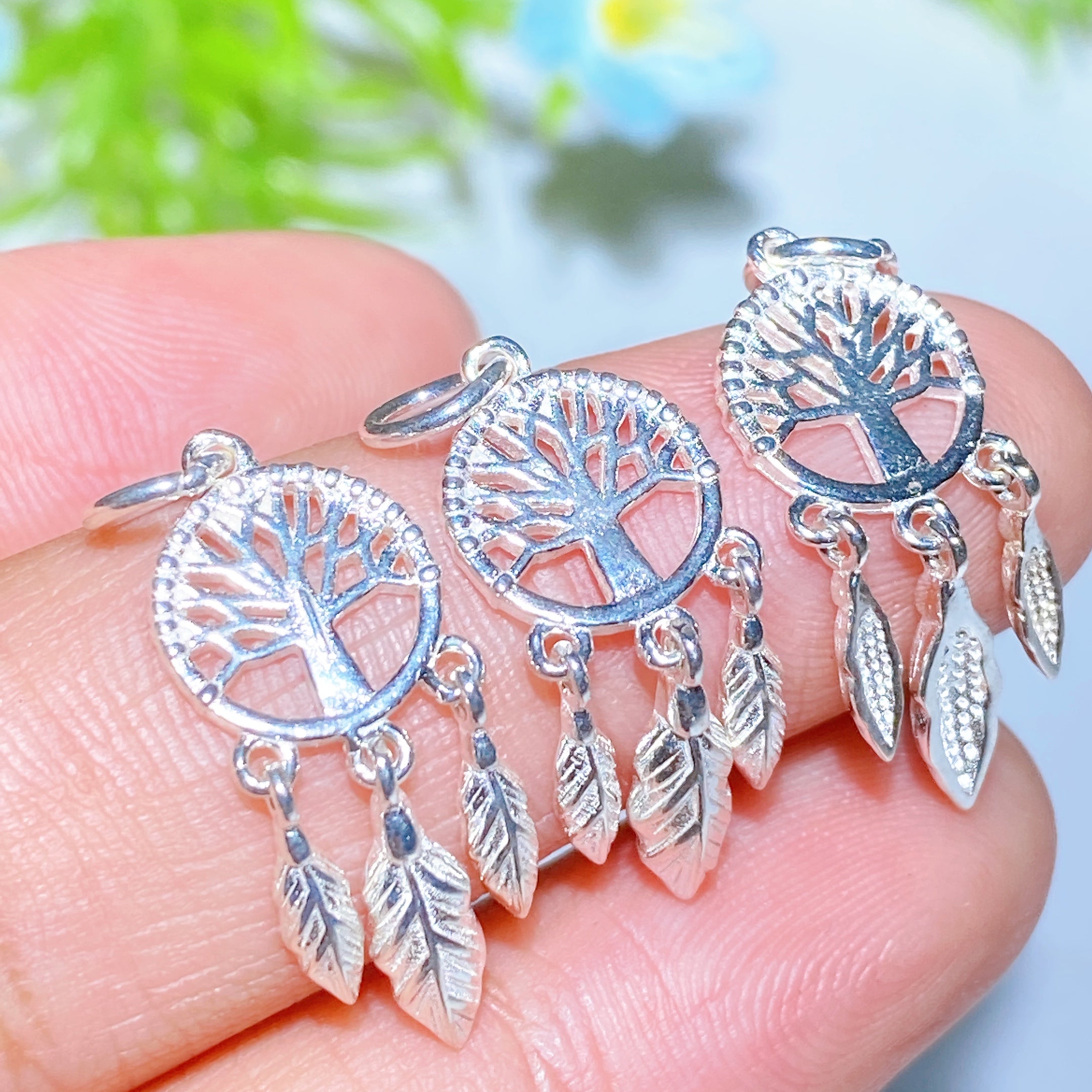 ATELIER-TIBET — Breloques Sculptées en Argent S925 — Charms Spirituels DIY pour Créations Personnalisées (5–15 mm)