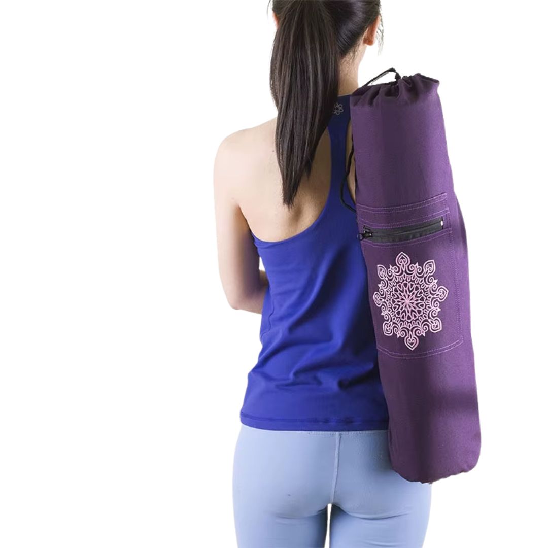 ATELIER-TIBET – Sac de yoga violet respirant en toile – Bandoulière réglable