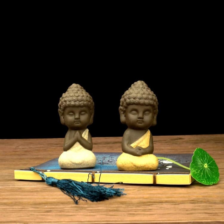 Statuette Bouddha en Céramique peinte à la main