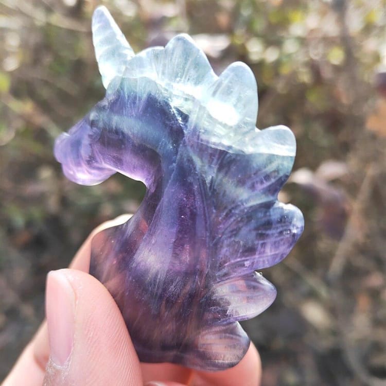 ATELIER-TIBET – Statuette Licorne en Cristal de Fluorite – Émerveillement & Harmonie