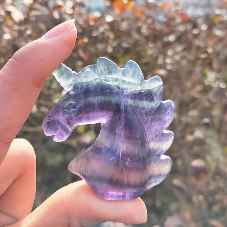 ATELIER-TIBET – Statuette Licorne en Cristal de Fluorite – Émerveillement & Harmonie