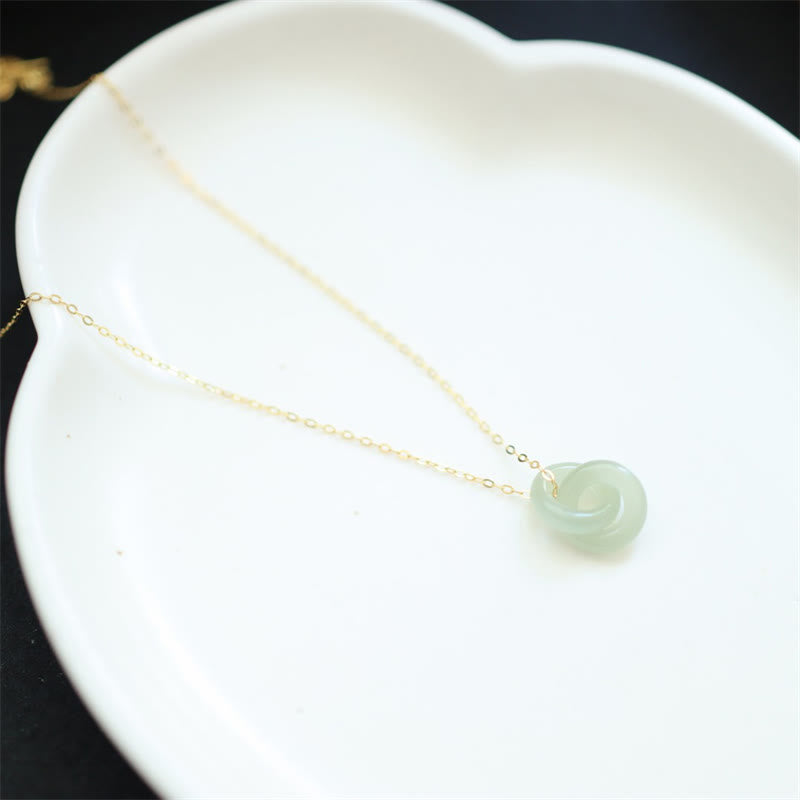 ATELIER-TIBET – Collier Double Boucle de la Paix en Jade Hetian et Argent Sterling 925