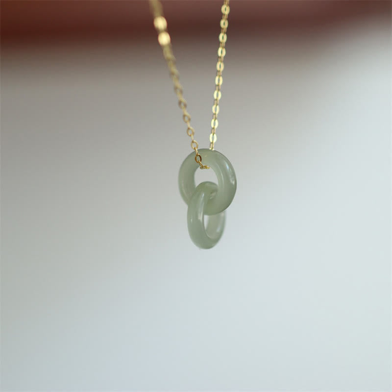 ATELIER-TIBET – Collier Double Boucle de la Paix en Jade Hetian et Argent Sterling 925