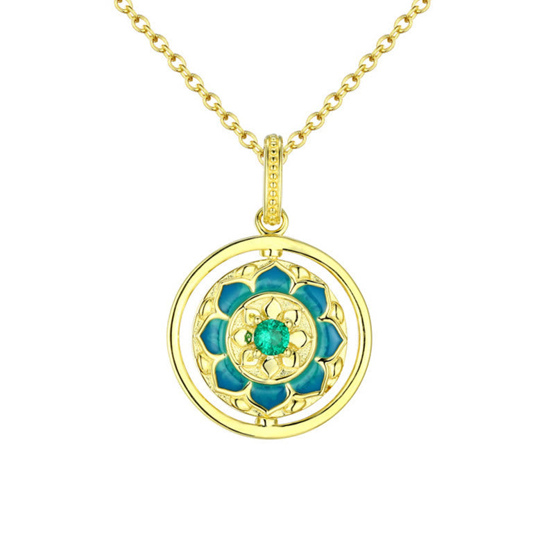 ATELIER-TIBET Collier Lotus Argent 925 Rotatif & Zircon – Éveil & Élégance