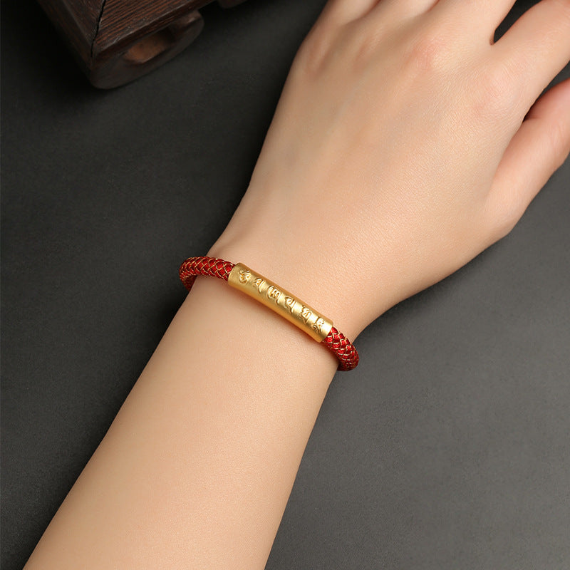 ATELIER-TIBET Bracelet Om Mani Padme Hum Argent 999 & Cordon – Pureté & Intention