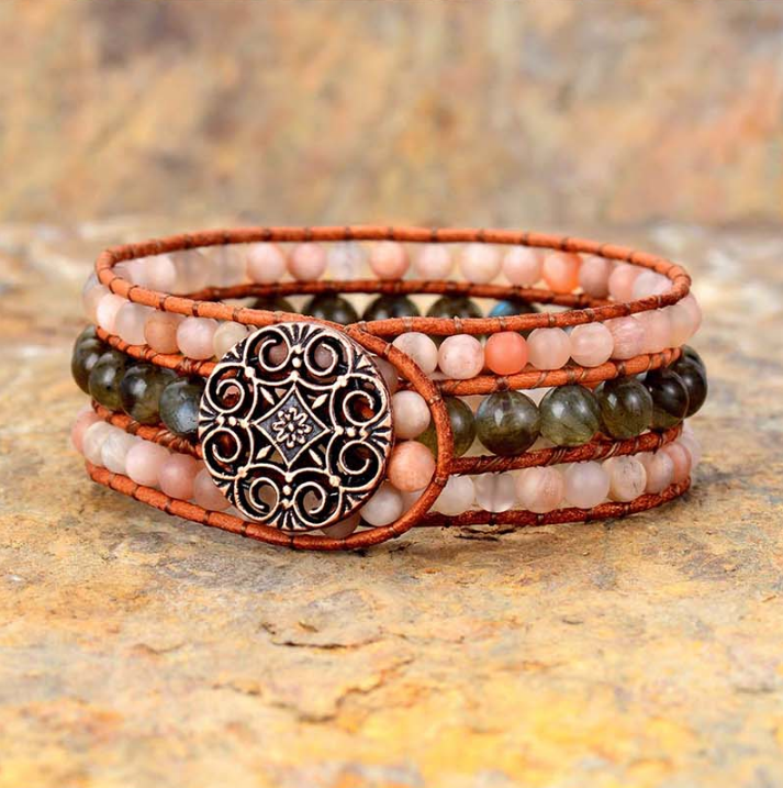 ATELIER-TIBET – Bracelet Sunstone & Labradorite « Moment of Truth » (18,5–19 cm)