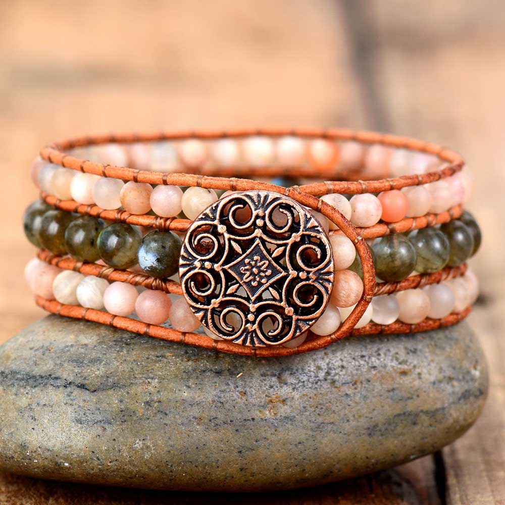 ATELIER-TIBET – Bracelet Sunstone & Labradorite « Moment of Truth » (18,5–19 cm)