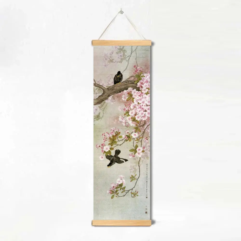 ATELIER-TIBET – Décoration Murale Japonaise Zen aux Oiseaux et Fleurs (Kakemono)