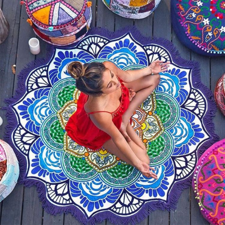 ATELIER-TIBET – Tapis de méditation et yoga imprimé 3D – Polyester – 150 cm