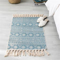 ATELIER-TIBET – Tapis Zen Turc fait main en coton Kilim avec frange Bleue – Style Zen & Déco